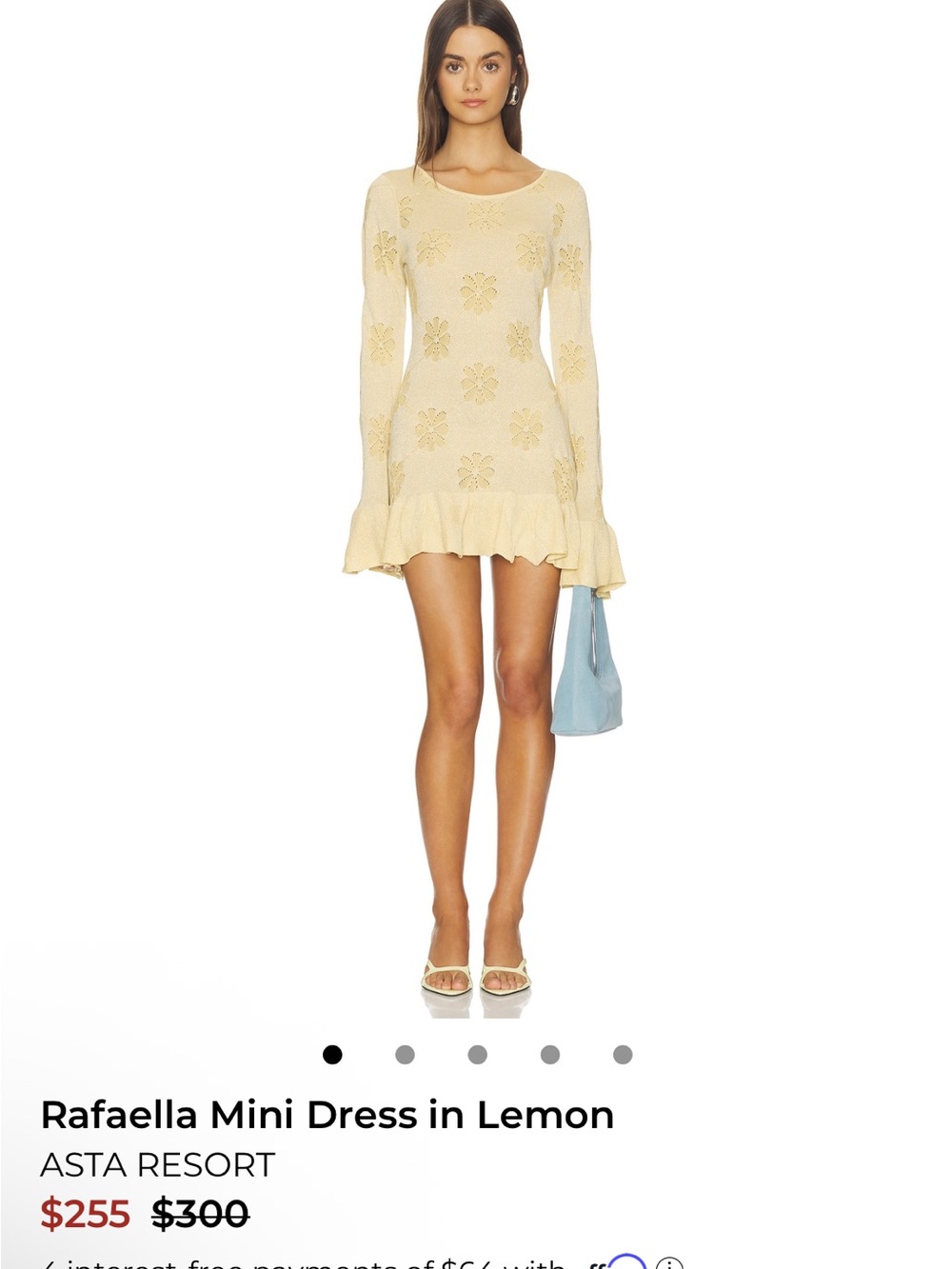 Asta Resort Lemon Knit Mini Dress with Ruffle Hem